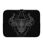Black And White Taurus Sign Print Laptop Sleeve