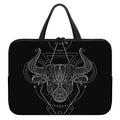 Black And White Taurus Sign Print Laptop Sleeve With Handle