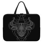 Black And White Taurus Sign Print Laptop Sleeve With Handle