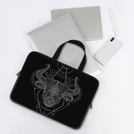 Black And White Taurus Sign Print Laptop Sleeve With Handle