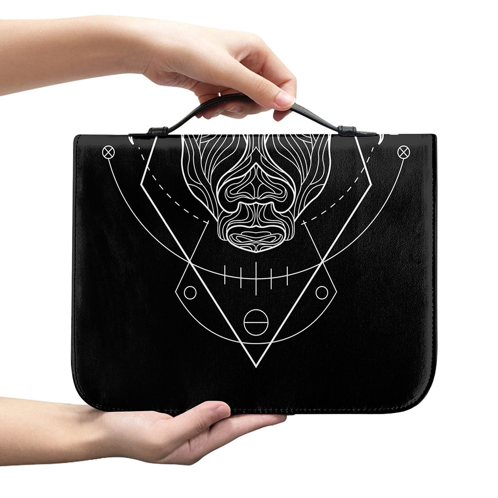 Black And White Taurus Sign Print Leather Bible Cover