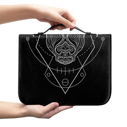 Black And White Taurus Sign Print Leather Bible Cover