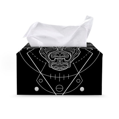 Black And White Taurus Sign Print Leather Tissue Box Cover