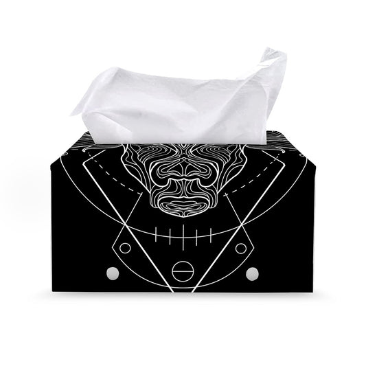 Black And White Taurus Sign Print Leather Tissue Box Cover