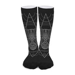 Black And White Taurus Sign Print Long Socks