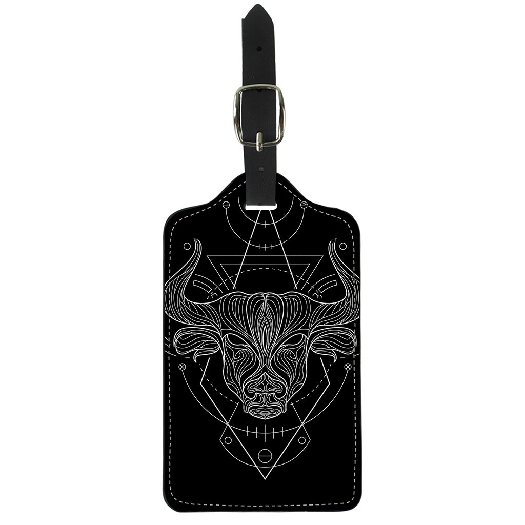 Black And White Taurus Sign Print Luggage Tag