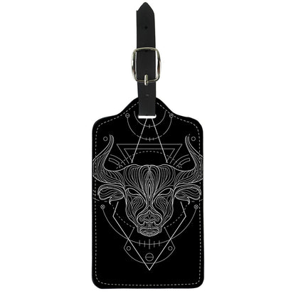 Black And White Taurus Sign Print Luggage Tag