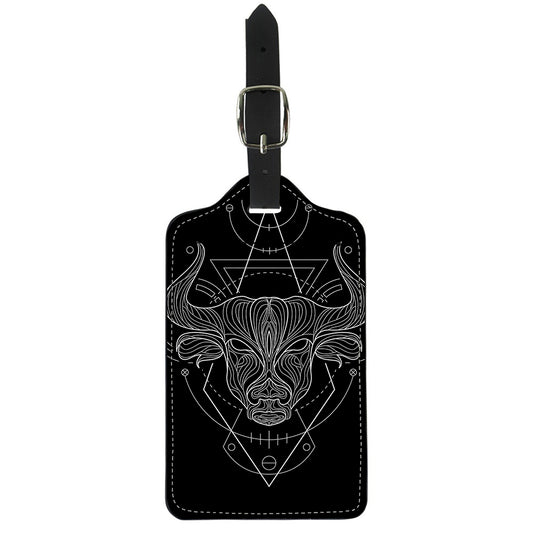 Black And White Taurus Sign Print Luggage Tag