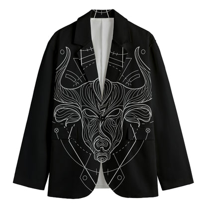 Black And White Taurus Sign Print Men's Blazer