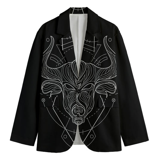Black And White Taurus Sign Print Men's Blazer