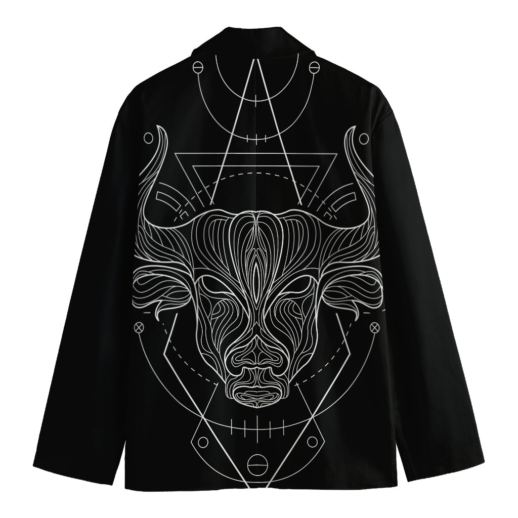 Black And White Taurus Sign Print Men's Blazer