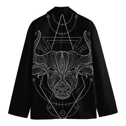 Black And White Taurus Sign Print Men's Blazer