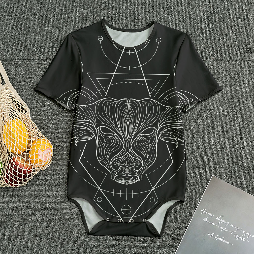 Black And White Taurus Sign Print Men's Bodysuit