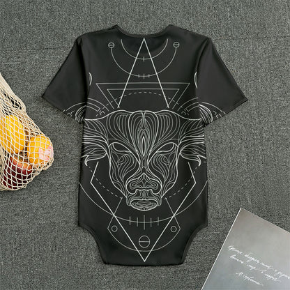 Black And White Taurus Sign Print Men's Bodysuit