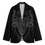 Black And White Taurus Sign Print Men's Cotton Blazer