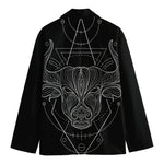 Black And White Taurus Sign Print Men's Cotton Blazer