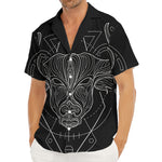 Black And White Taurus Sign Print Men's Deep V-Neck Shirt