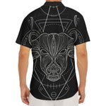 Black And White Taurus Sign Print Men's Deep V-Neck Shirt