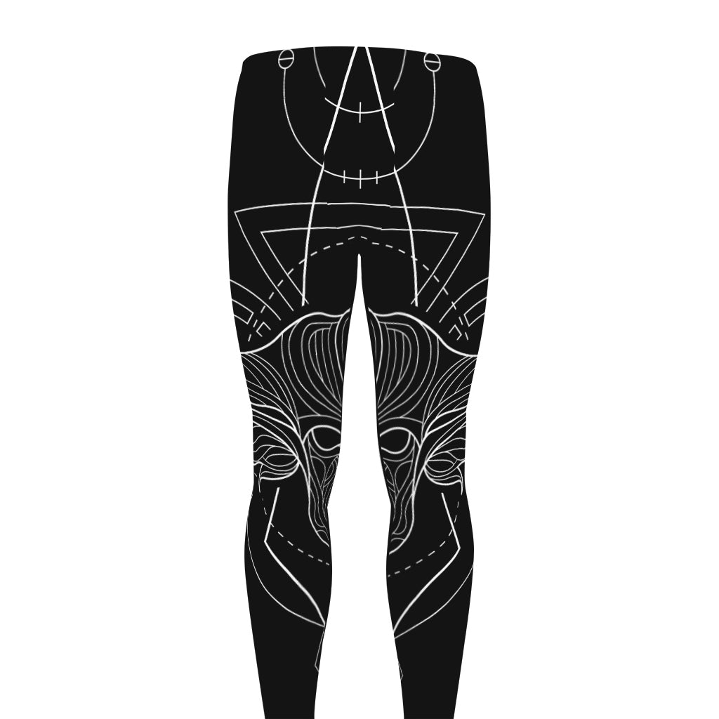 Black And White Taurus Sign Print Men's leggings
