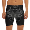 Black And White Taurus Sign Print Men's Long Boxer Briefs