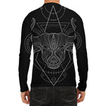 Black And White Taurus Sign Print Men's Long Sleeve Rash Guard