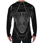 Black And White Taurus Sign Print Men's Long Sleeve T-Shirt
