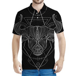 Black And White Taurus Sign Print Men's Polo Shirt