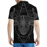 Black And White Taurus Sign Print Men's Polo Shirt