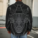 Black And White Taurus Sign Print Men's Shirt Jacket