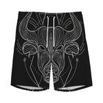 Black And White Taurus Sign Print Men's Sports Shorts