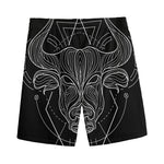 Black And White Taurus Sign Print Men's Sports Shorts
