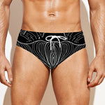 Black And White Taurus Sign Print Men's Swim Briefs