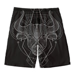 Black And White Taurus Sign Print Men's Swim Trunks