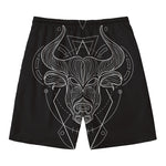 Black And White Taurus Sign Print Men's Swim Trunks