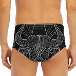 Black And White Taurus Sign Print Men's Triangle Swim Briefs