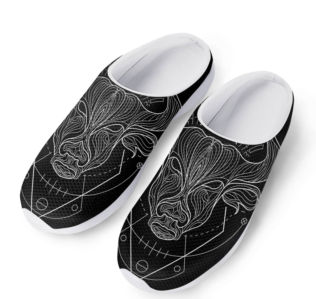 Black And White Taurus Sign Print Mesh Casual Shoes