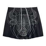 Black And White Taurus Sign Print Mesh Shorts