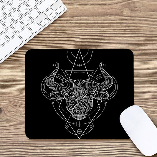 Black And White Taurus Sign Print Mouse Pad
