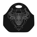 Black And White Taurus Sign Print Neoprene Lunch Bag