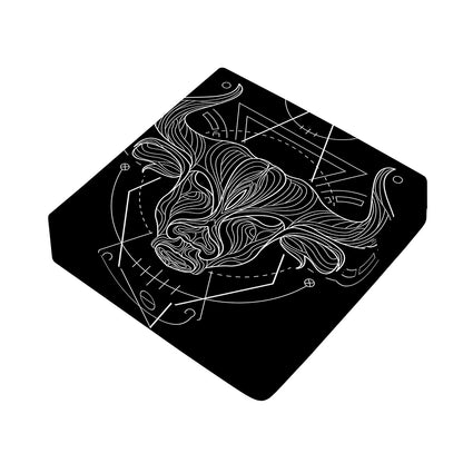 Black And White Taurus Sign Print Outdoor Seat Cushion Cover