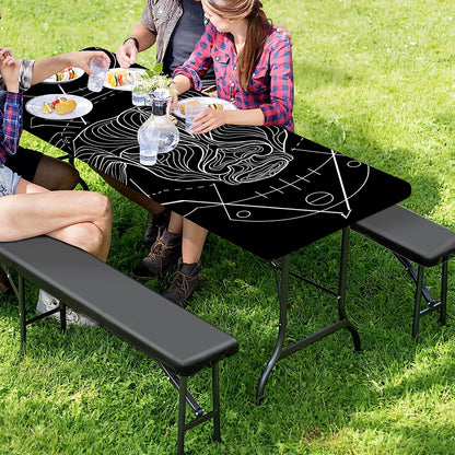 Black And White Taurus Sign Print Picnic Table Cover