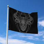 Black And White Taurus Sign Print Polyester Flag