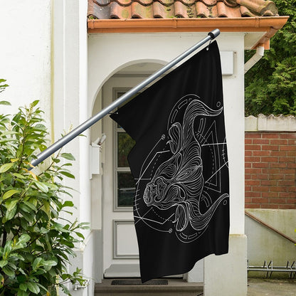 Black And White Taurus Sign Print Polyester Flag