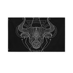 Black And White Taurus Sign Print Polyester Flag