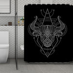 Black And White Taurus Sign Print Polyester Shower Curtain