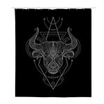 Black And White Taurus Sign Print Polyester Shower Curtain
