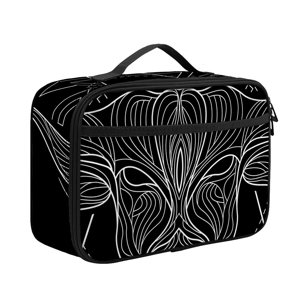 Black And White Taurus Sign Print Portable Lunch Bag