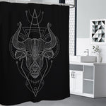 Black And White Taurus Sign Print Premium Shower Curtain