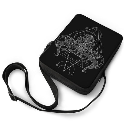 Black And White Taurus Sign Print Rectangular Crossbody Bag