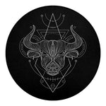 Black And White Taurus Sign Print Round Blanket